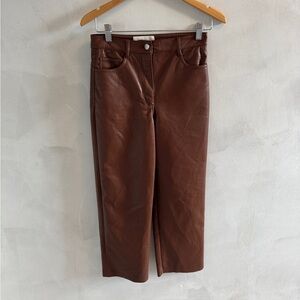 Wilfred/Aritzia - High-Rise Faux Leather Pants - Brown - Size 4